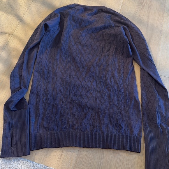 Lululemon Rest Less Pullover Navy Blue Textured Baselayer thumbholes long sleeve - Picture 5 of 7